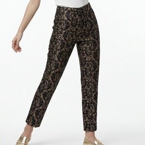 Andre Oliver Damask Brocade Straight Leg Dress Pants Shiny quiet luxury tailored